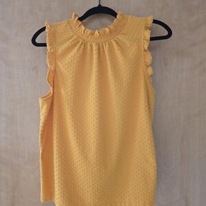 J. Crew Factory Ruffled Sleeveless Swiss Dot Blouse